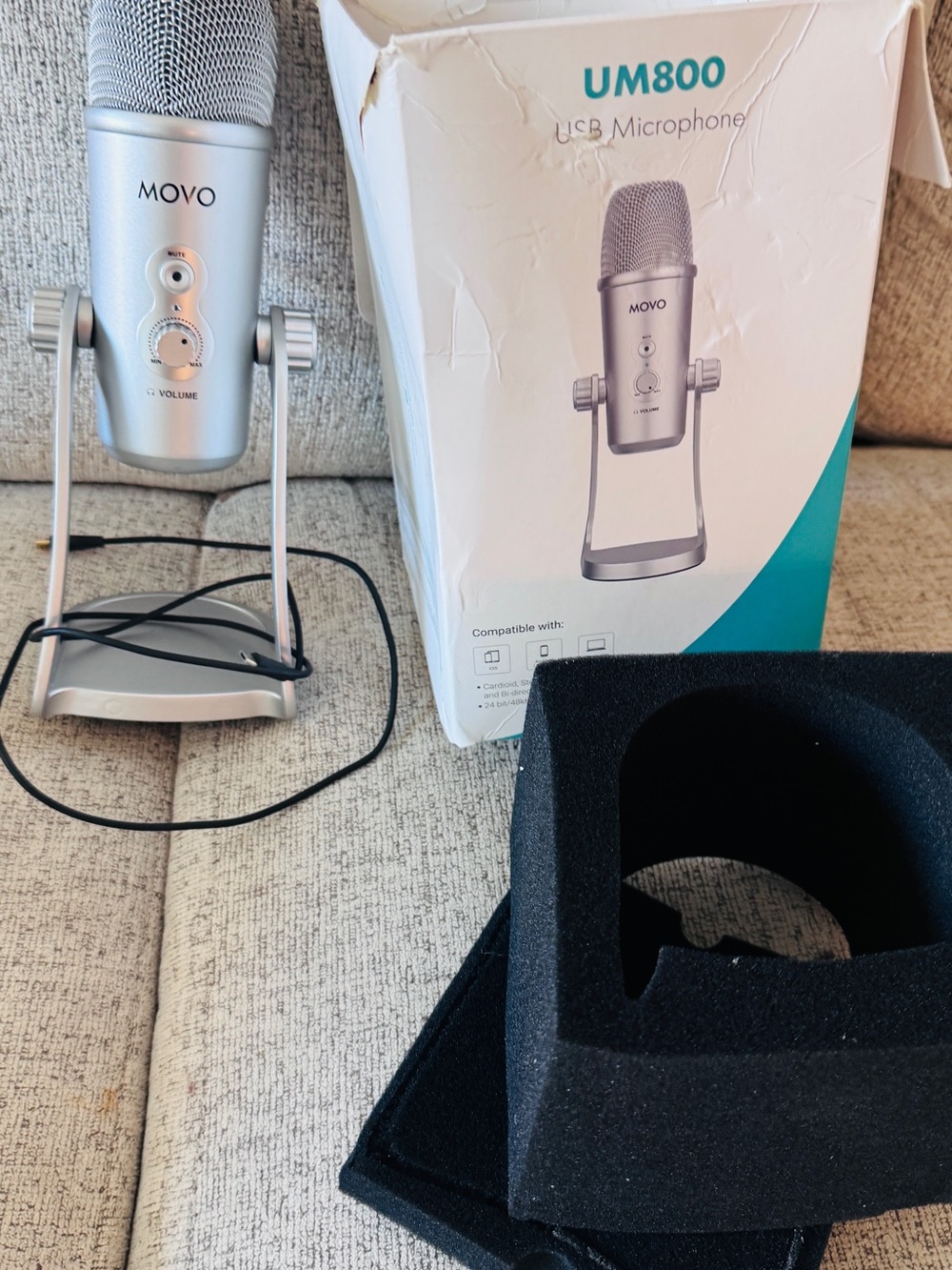 OVO (Movo) Silver USB Desktop Microphone with Stand